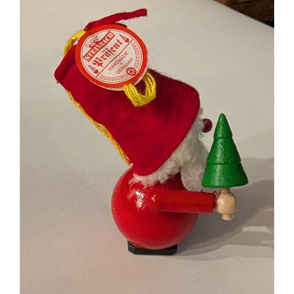 Vintage Steinbach Santa w/Tree and Gift Handmade Ornament Germany W Box - Picture 2 of 6